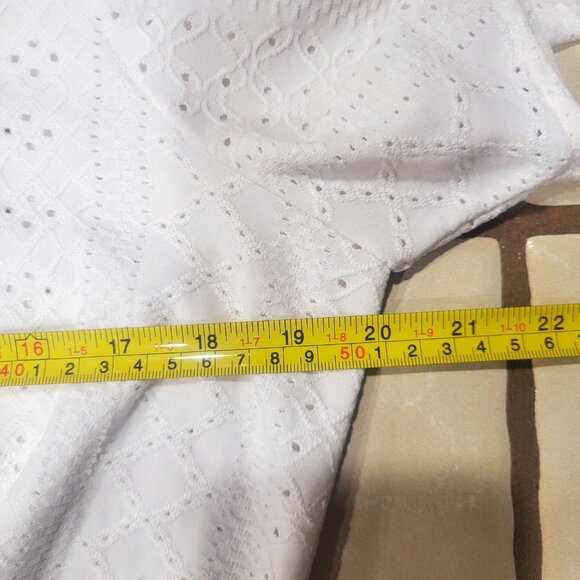 Michael Kors Collection White Eyelet Smocked-Hem Blouse - Women's Size M - Picture 9 of 12